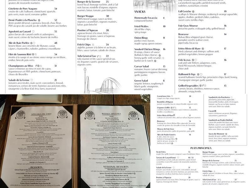 Taverne de la Ferme Menu