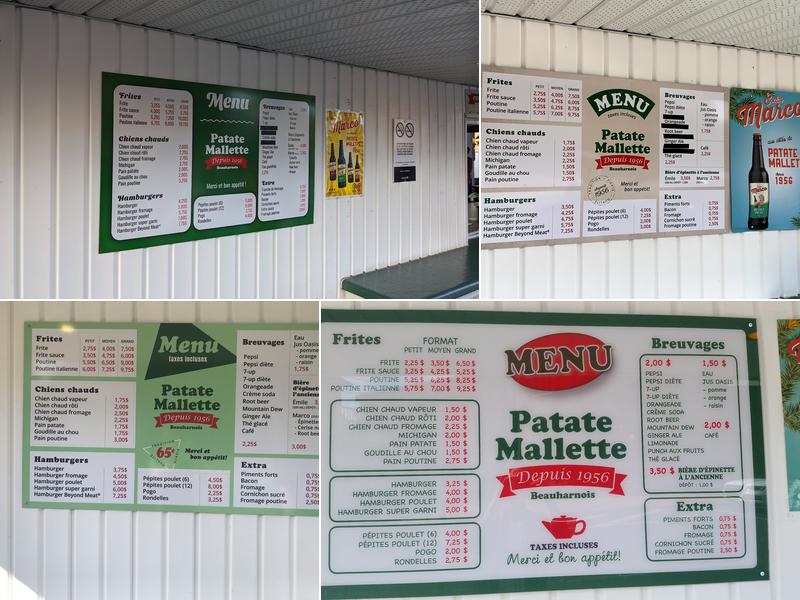 Patate Mallette Menu