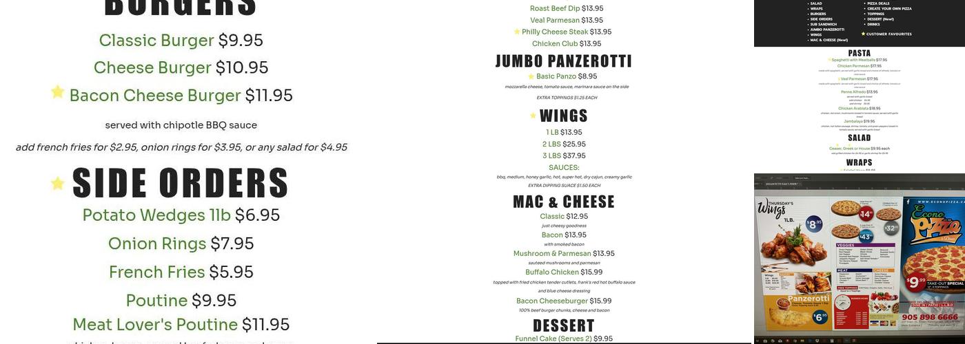 Econo Pizza & Wings Diner Menu