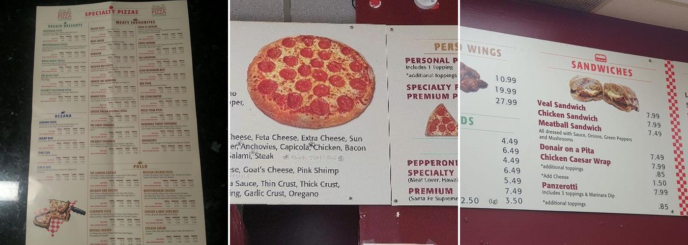 Santa Fe Pizza Menu