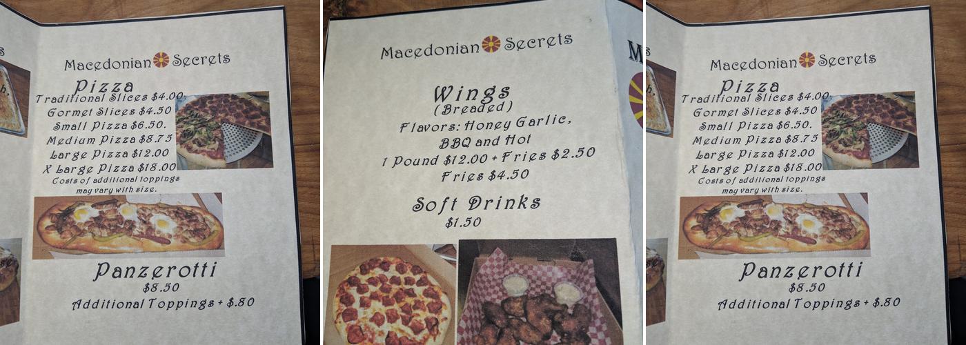 Macedonian Secrets Menu