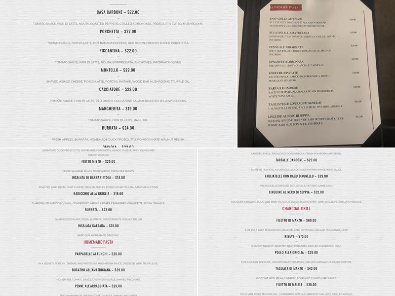 Casa Carbone Ristorante Menu