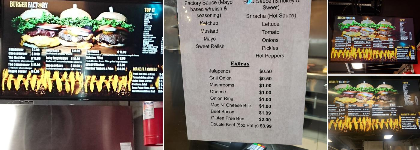 Burger Factory Milton Menu