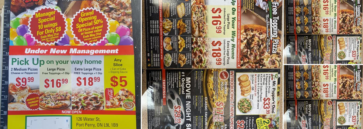 Free Topping Pizza Menu
