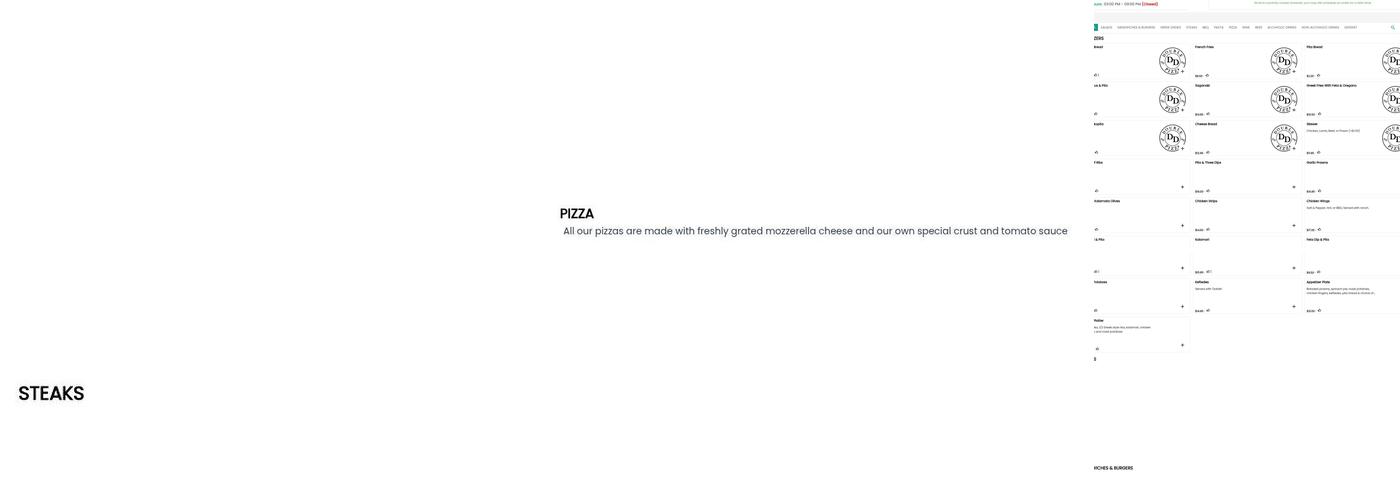 Double DD Pizza Menu