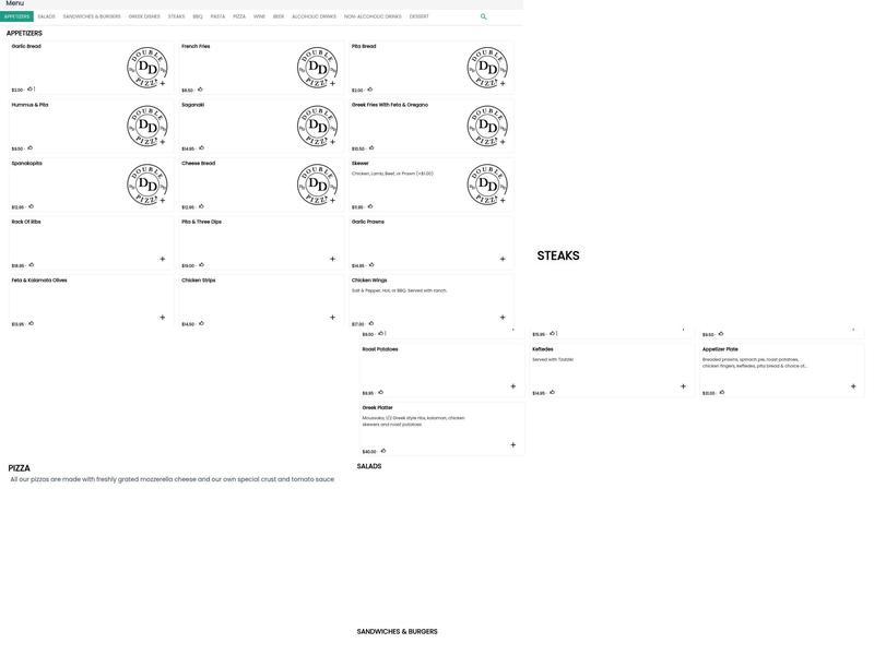 Double DD Pizza Menu