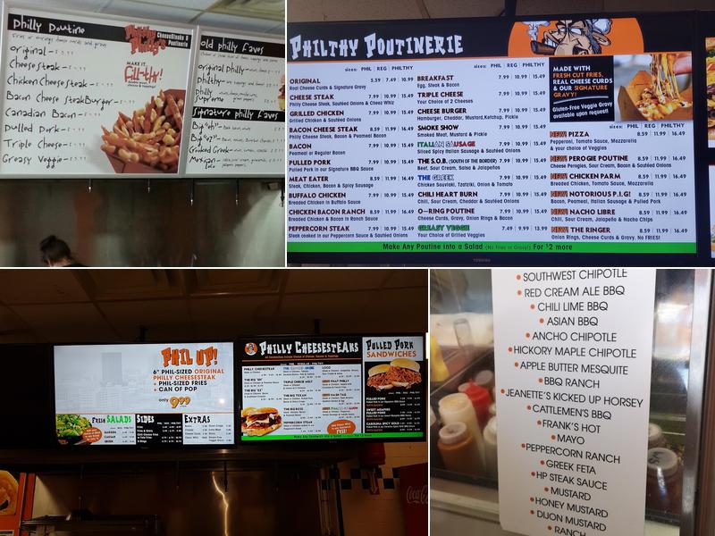 Philthy Philly's Cheesesteak and Poutinerie Menu