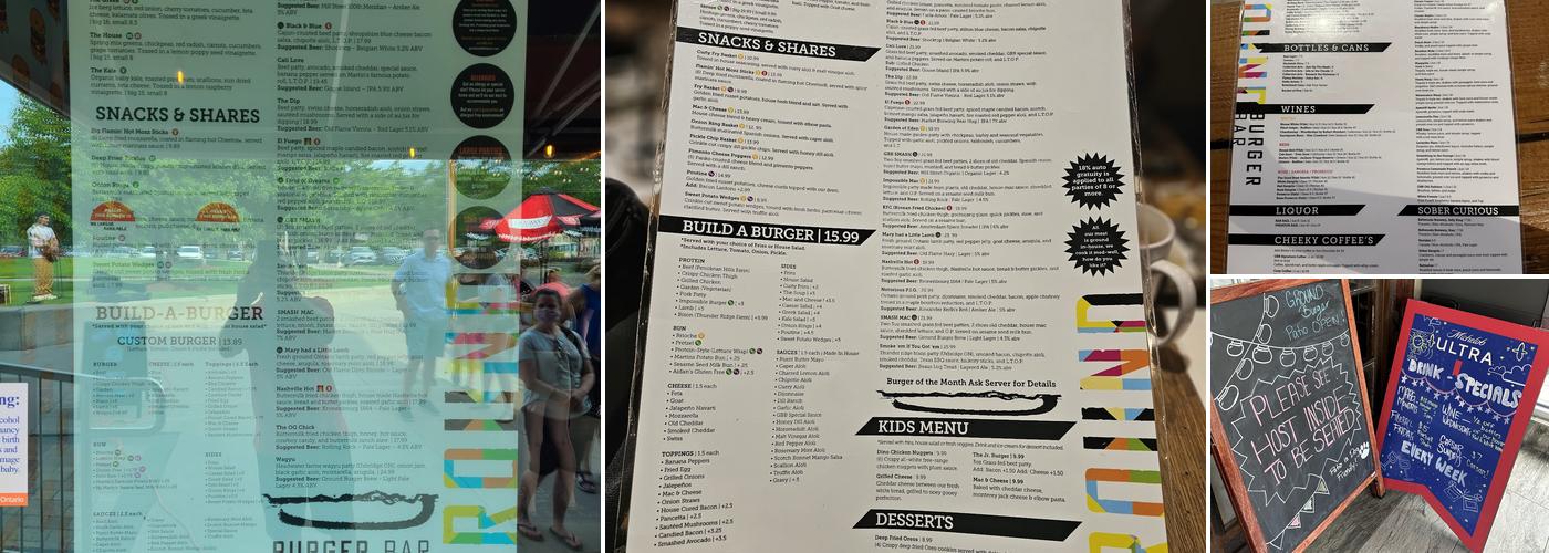 Ground Burger Bar Menu