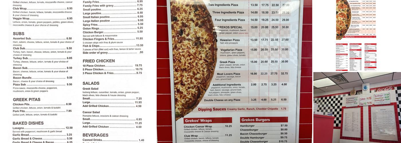 Grekos Pizzeria Menu