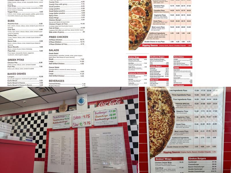 Grekos Pizzeria Menu