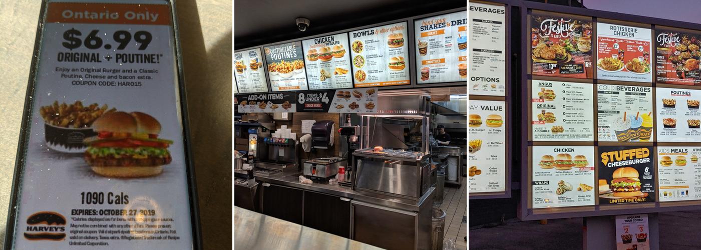 Harvey's Menu