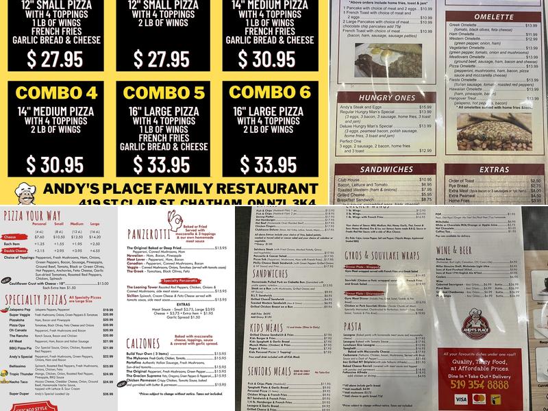 Andy's Place Menu