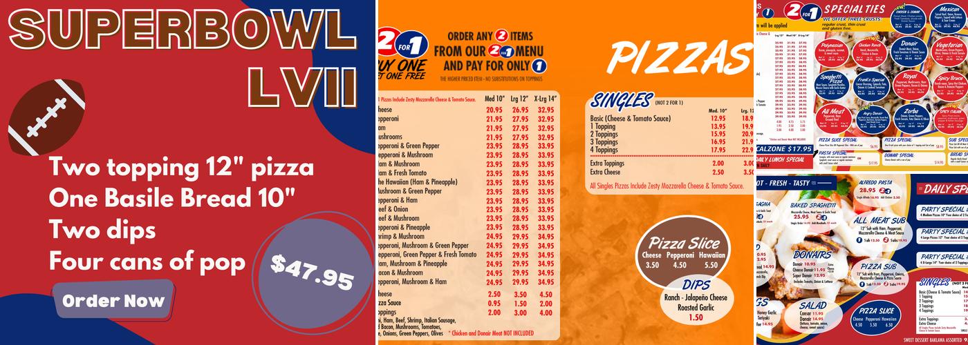 Basile's 2 For 1 Pizza & Pasta Menu