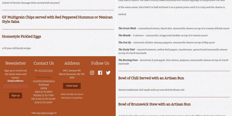 Hard Knox Brewery Menu