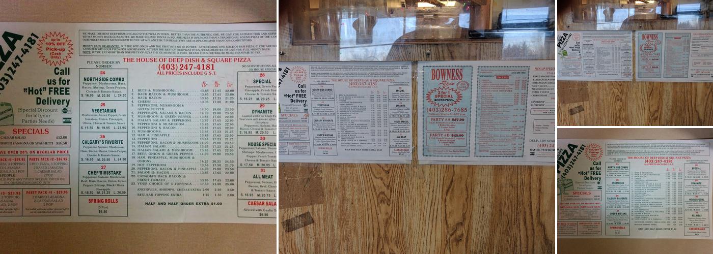 Deep & Square Pizza Menu