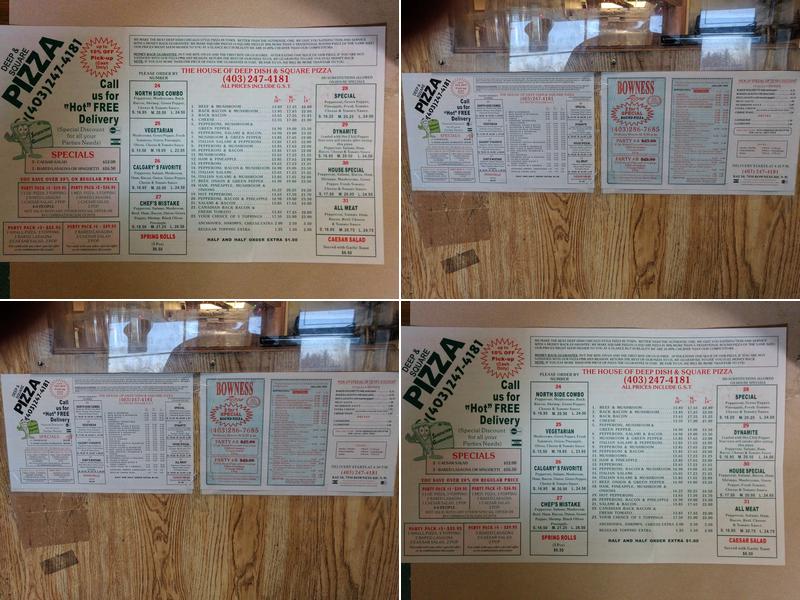 Deep & Square Pizza Menu