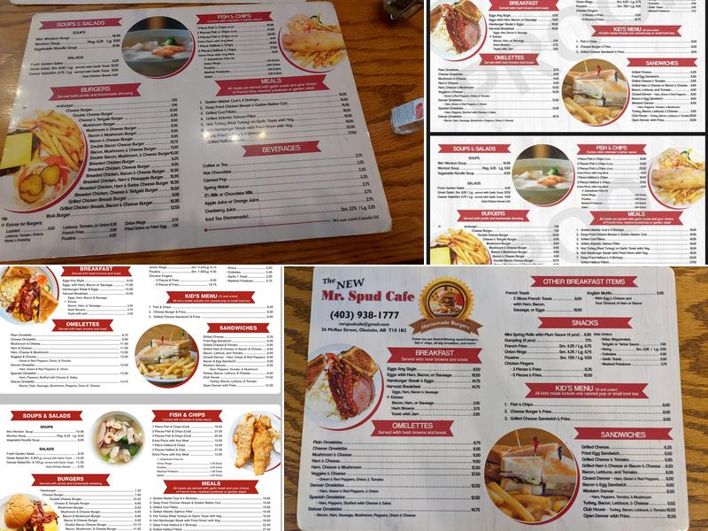New Mr Spud Cafe Menu