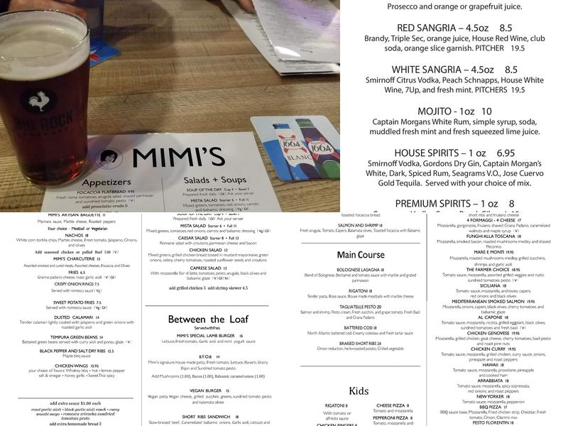 Mimi's Pub Menu