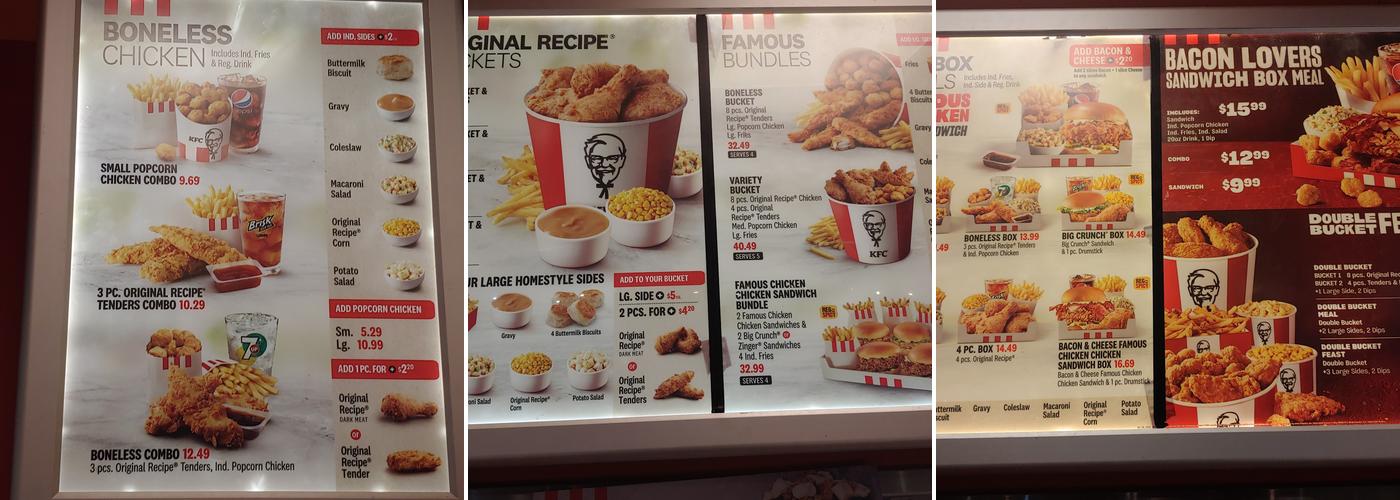 KFC Menu