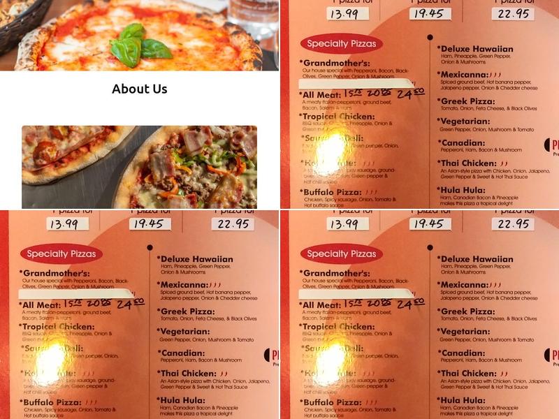 Mother's Pizza Menu