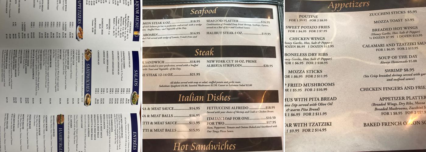 Hanna Pizza & Steak House Ltd Menu