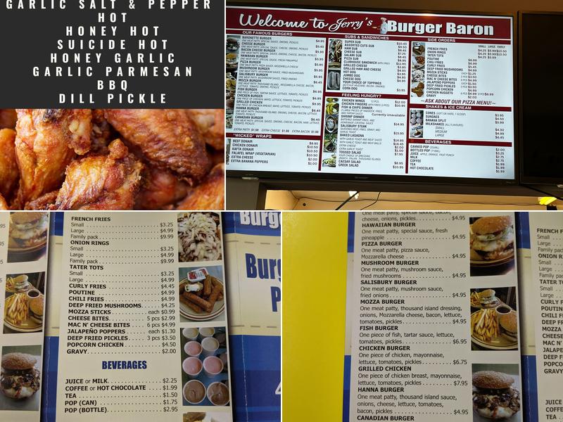 Jerry's Burger Baron Menu