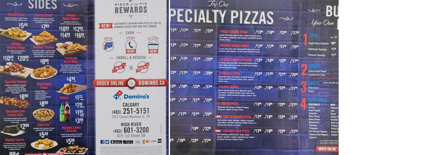 Domino's Pizza Menu