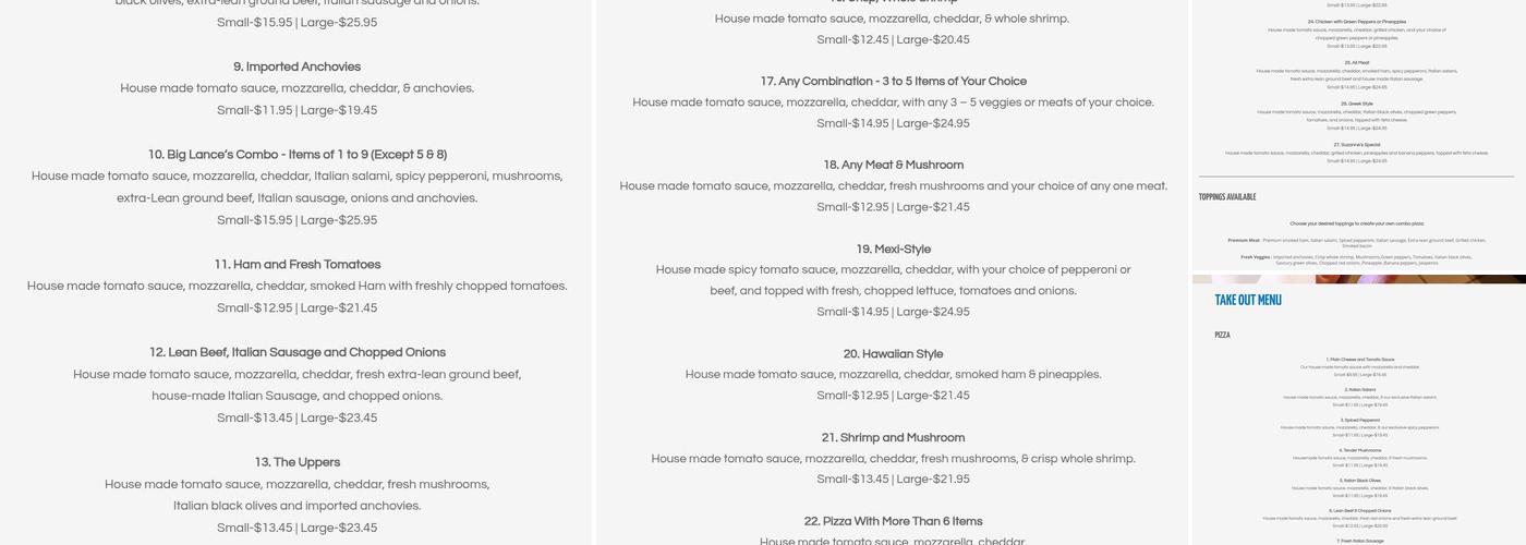 Tom's House Of Pizza (Okotoks) Ltd Menu