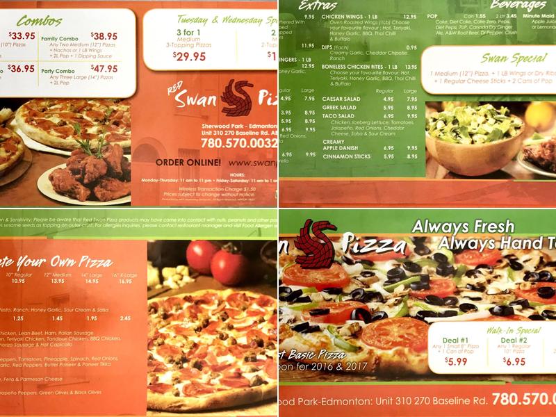 Red Swan Pizza Menu