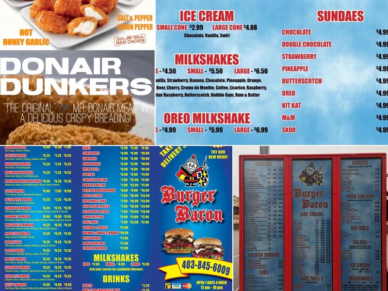 Burger Baron Menu