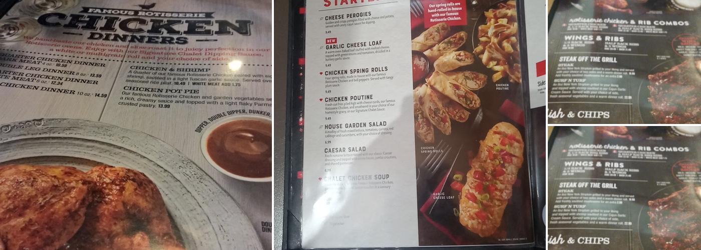 Swiss Chalet Menu