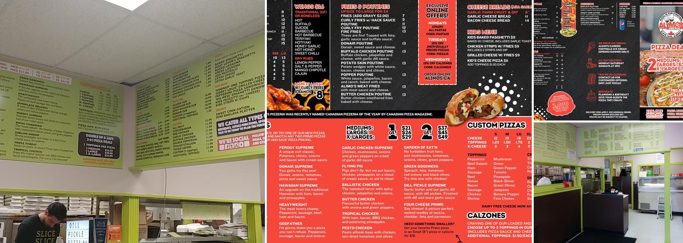 Alimo's Pizzeria Menu