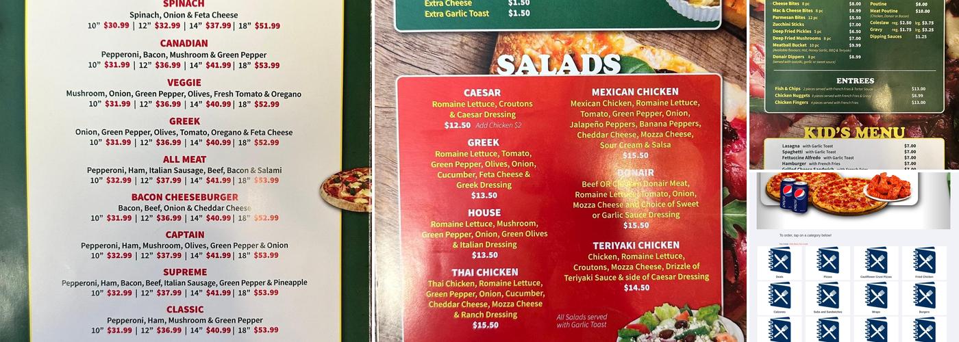 Captain Pizza Menu
