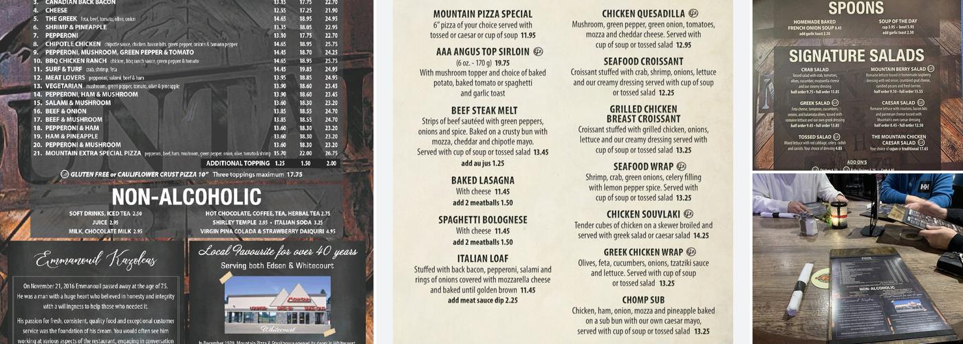 Mountain Pizza and Steak House Menu