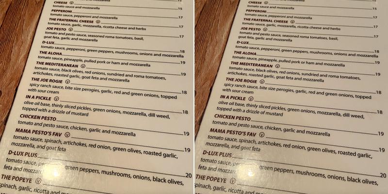 Joe Pesto's Wood Fired Pizzeria Menu
