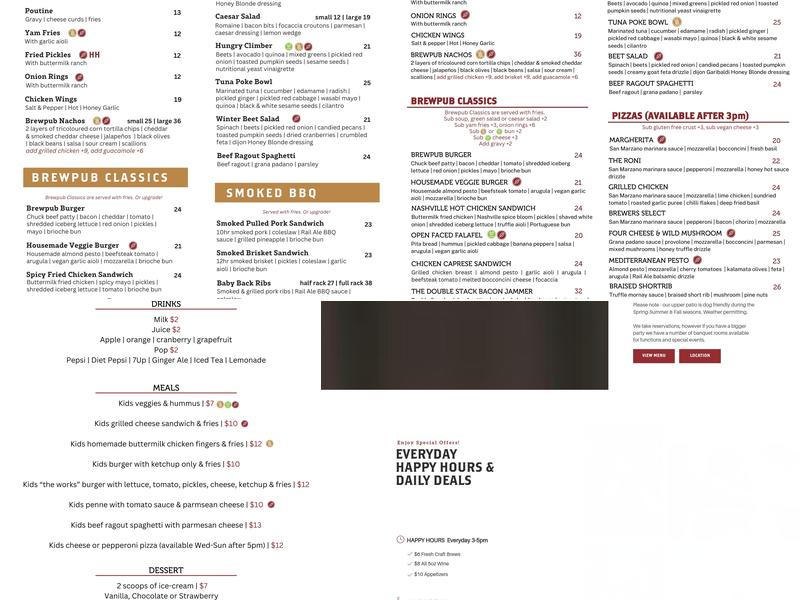 Howe Sound Inn & Brewing Menu