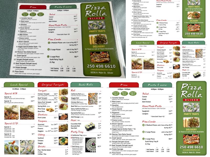 Pizza Rolla Menu
