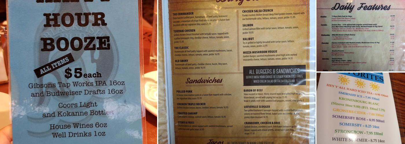 Blackfish Pub Menu