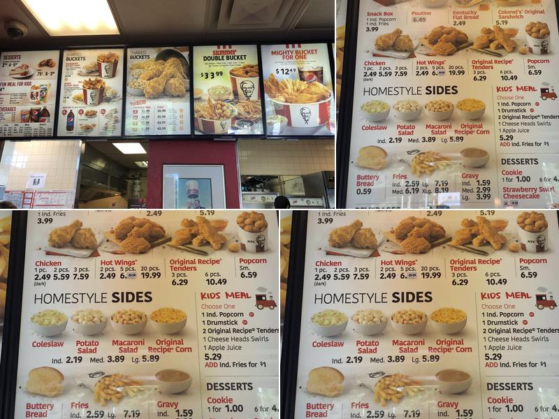 KFC Menu