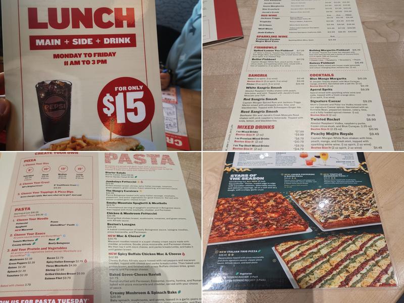 Boston Pizza Menu