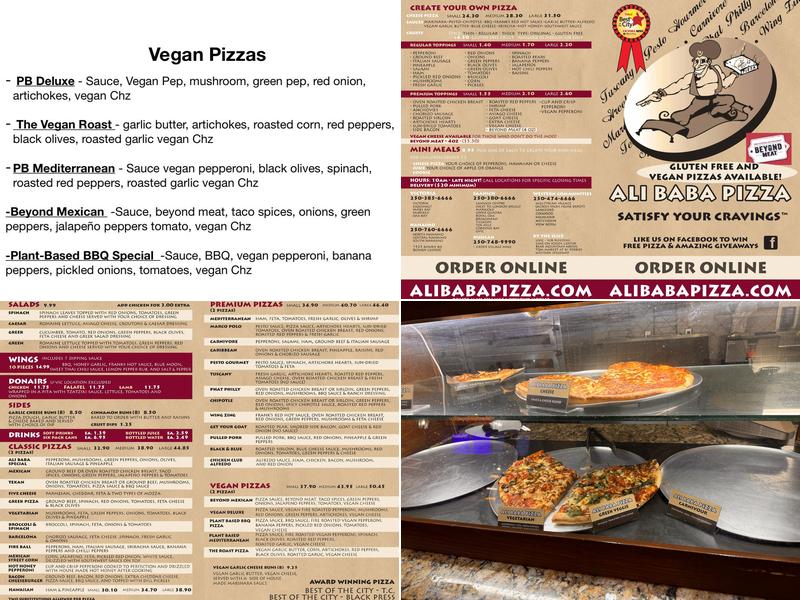 Ali Baba Pizza Menu