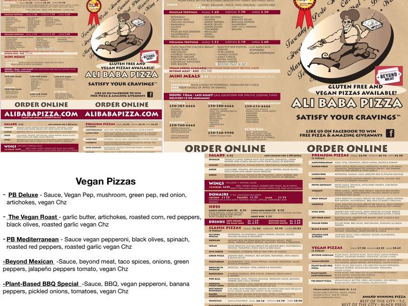 Ali Baba Pizza Menu