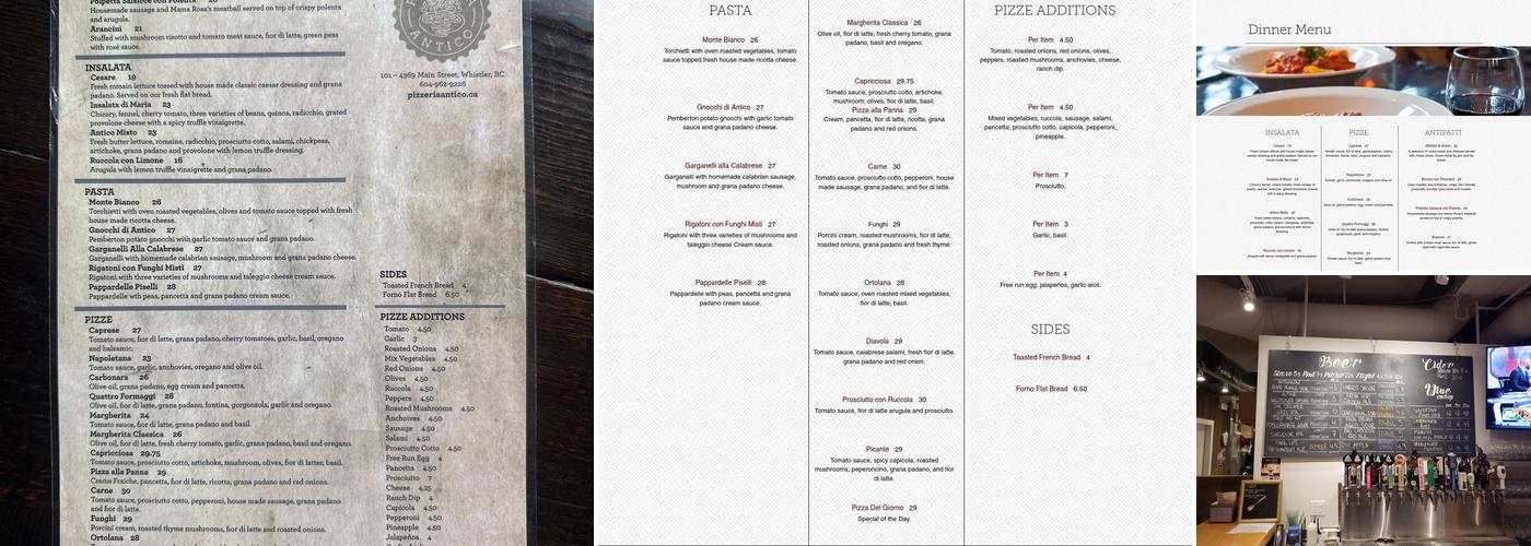 Pizzeria Antico Menu