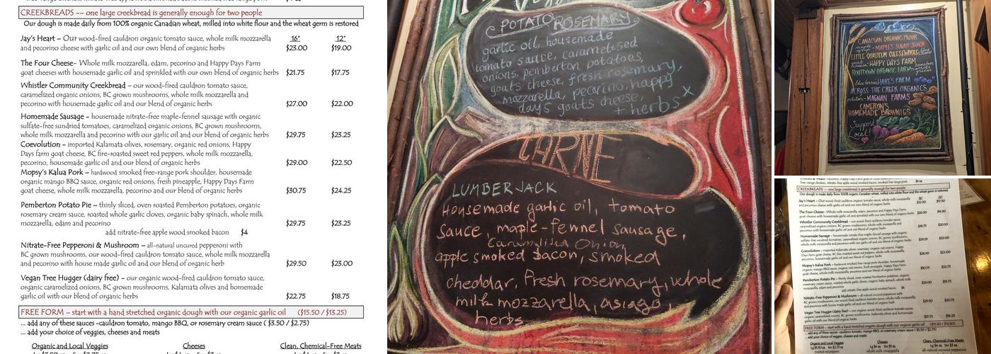 Creekbread Menu