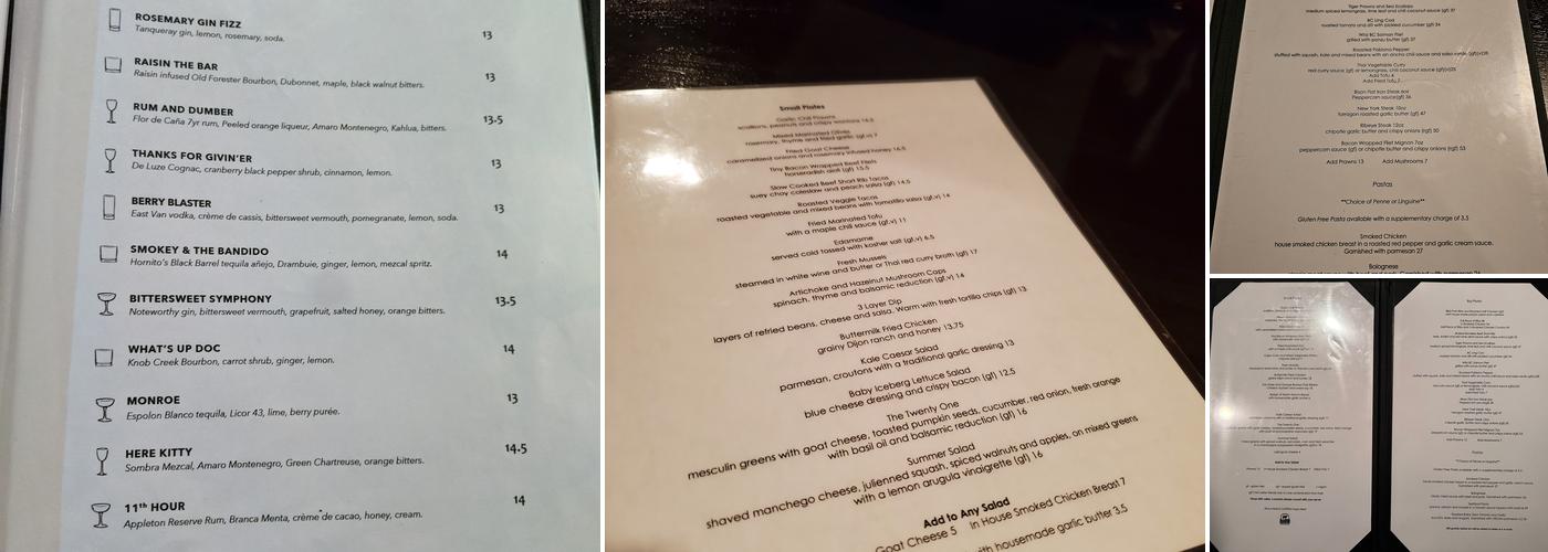 21 Steps Kitchen + Bar Menu