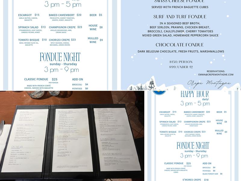 Crêpe Montagne Menu