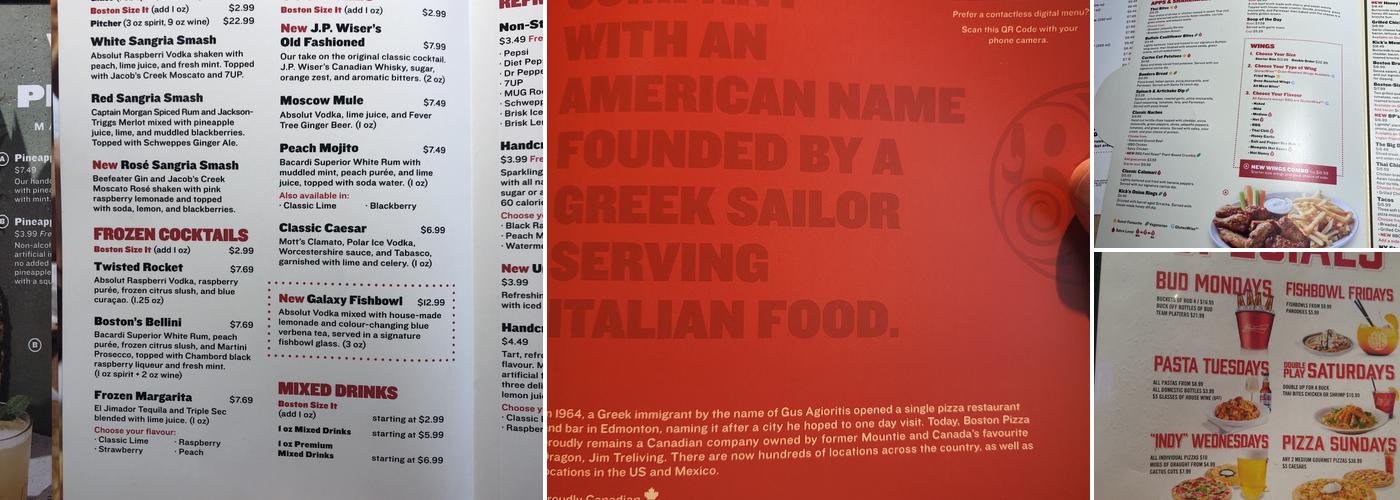 Boston Pizza Menu