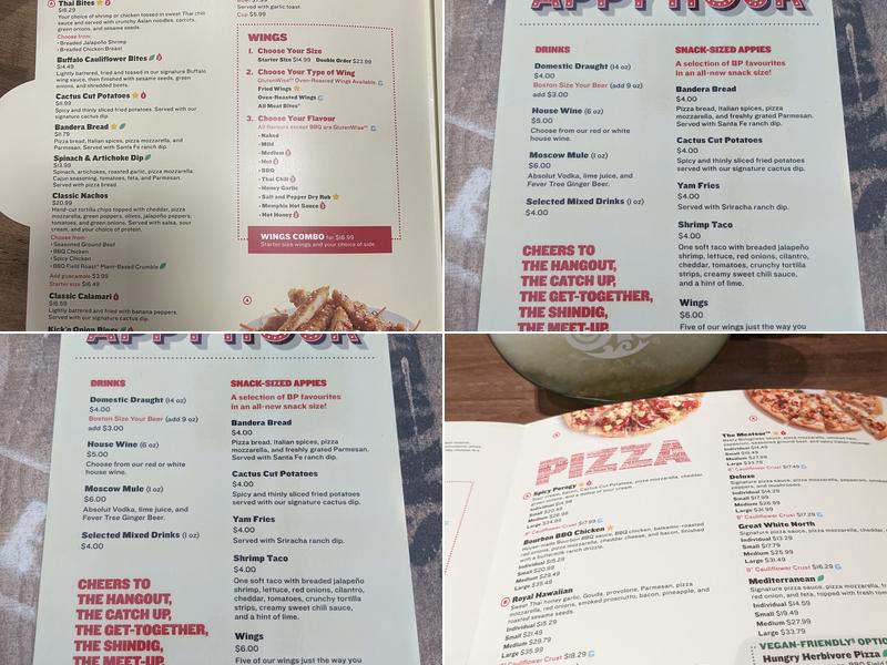 Boston Pizza Menu