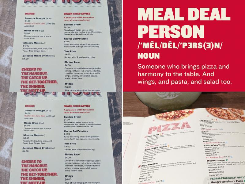 Boston Pizza Menu