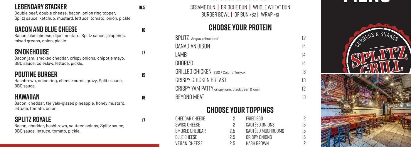 Splitz Grill Menu